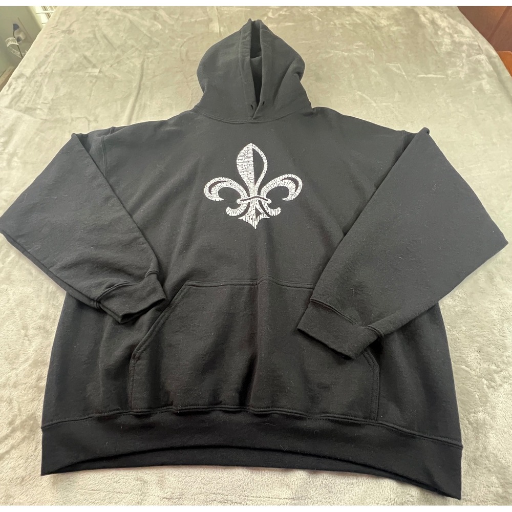 Gildan Hoodie Mens XL Black New Orleans Saints Fleur De Lis Heavy Blend Pullover
